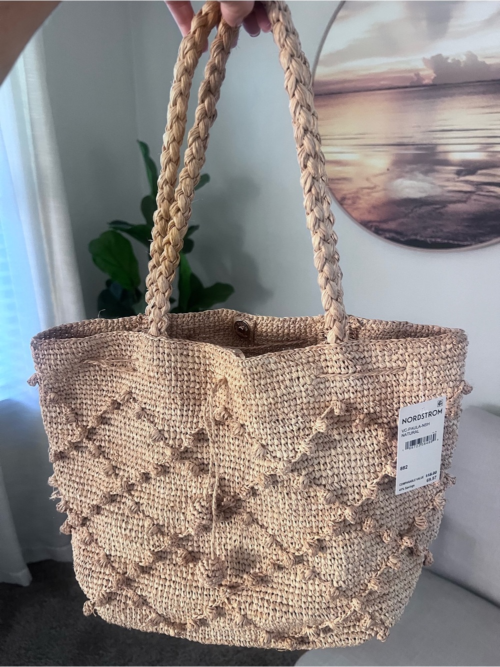 Braided Raffia Tote Bag in Natural Beige - Nordstrom